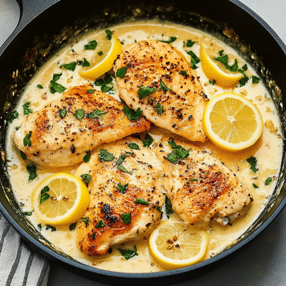 Easy, Creamy Lemon Garlic Skillet Chicken