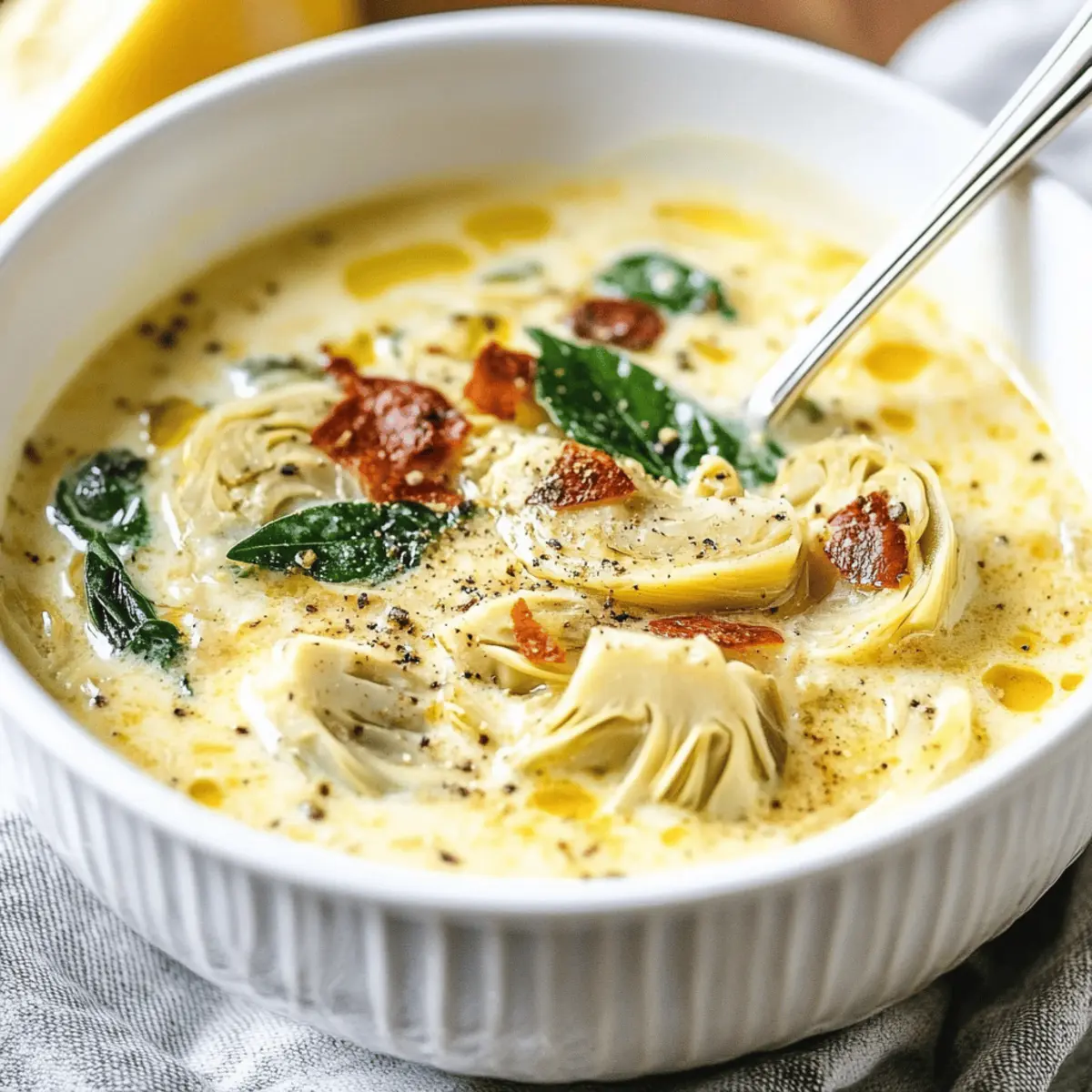 Lemony Tuscan Artichoke Soup