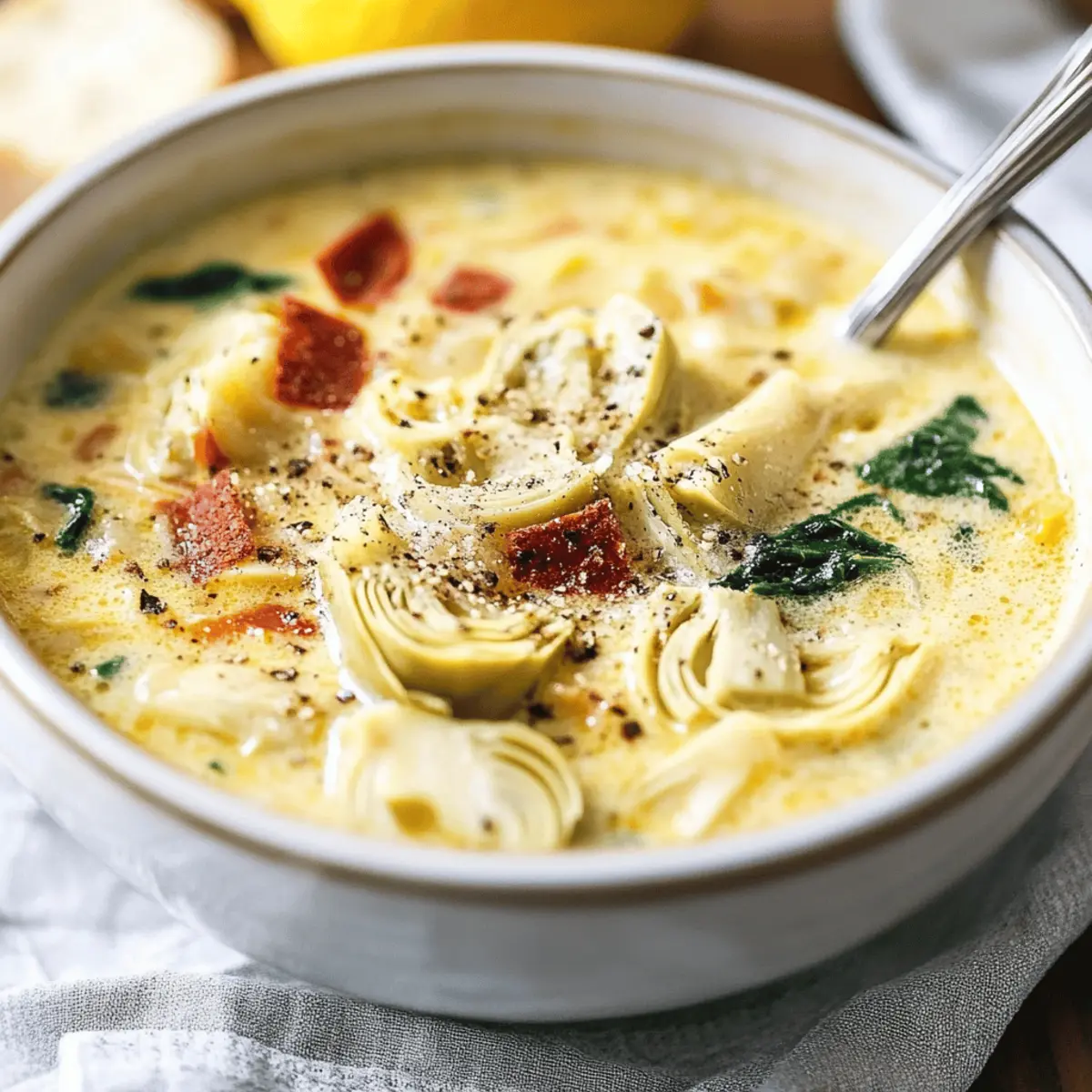 Lemony Tuscan Artichoke Soup