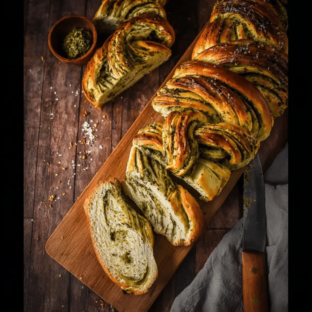Savory Braided Pesto Bread Recipe from Scratch