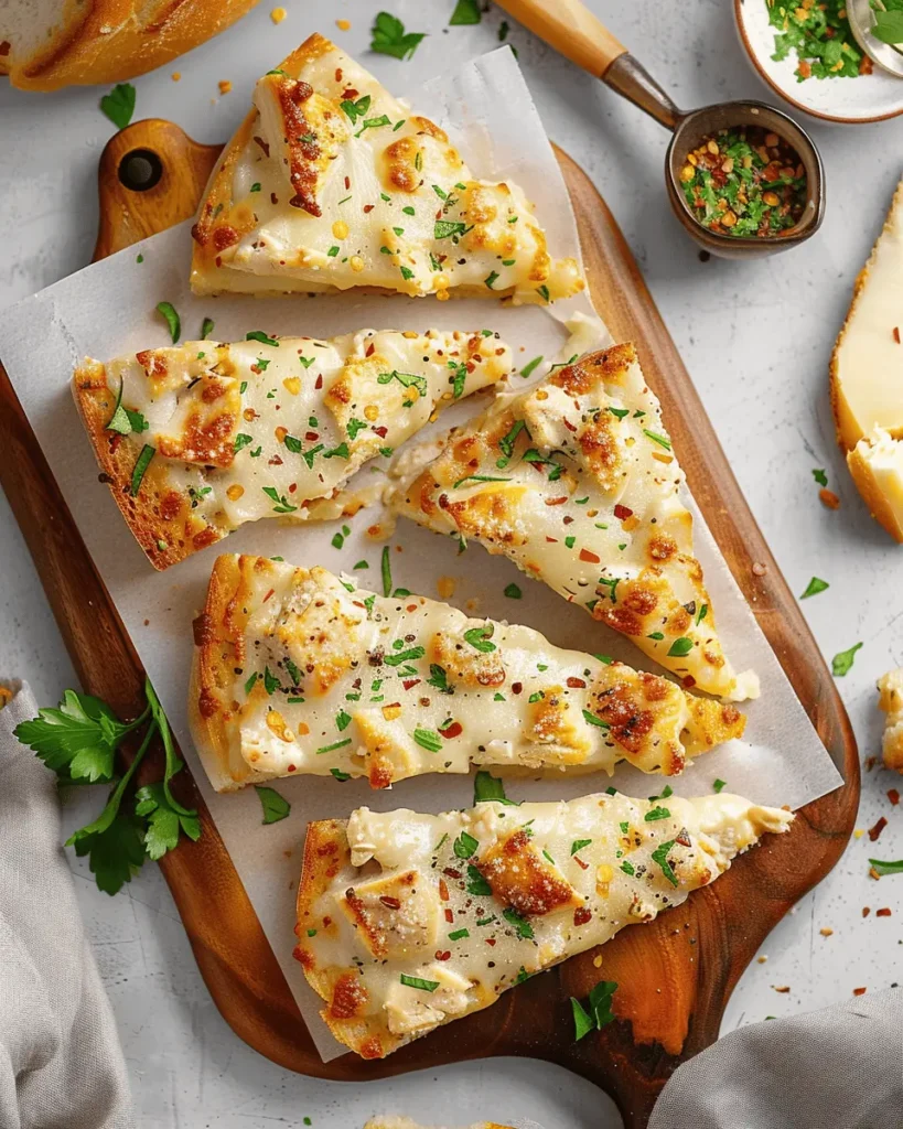 Chicken Alfredo Garlic Bread