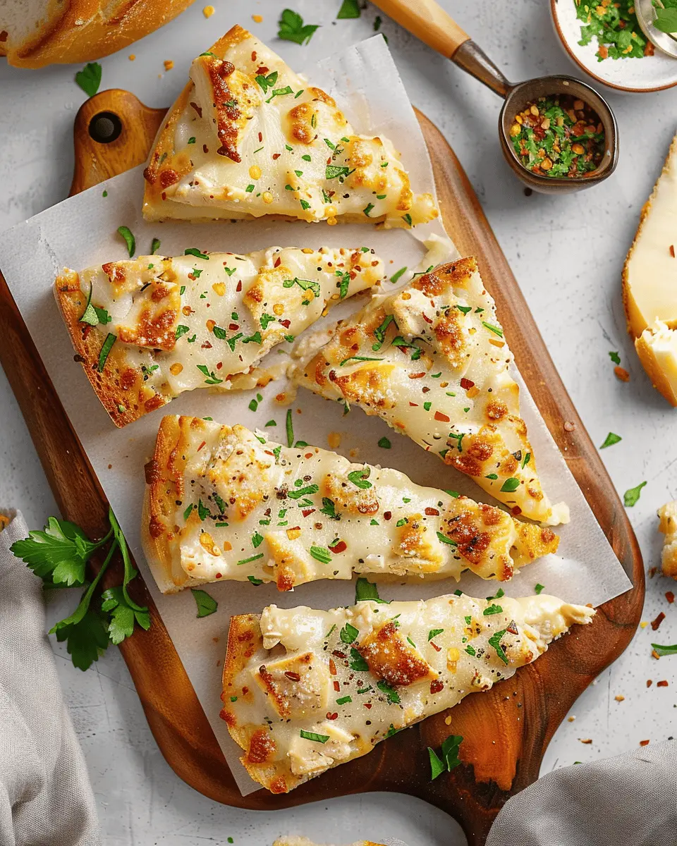 Chicken Alfredo Garlic Bread