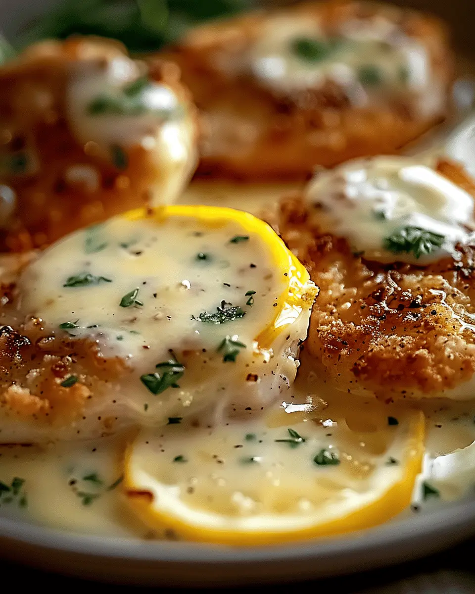 Lemon Pecorino Crusted Chicken with Creamy Lemon Sauce
