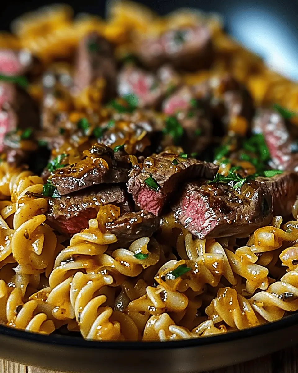 One-Pot Creamy Spicy Garlic Butter Steak & Pasta