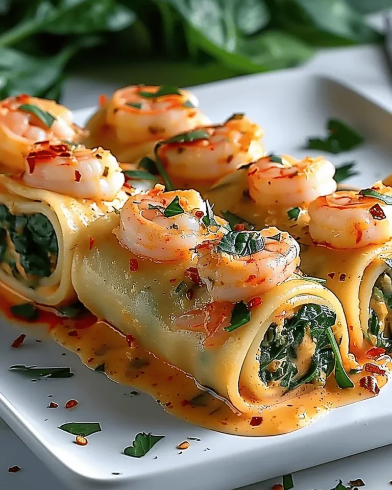 Shrimp and Spinach Stuffed Pasta Rolls