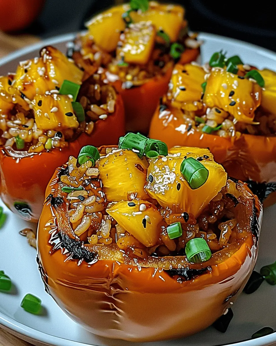 Teriyaki Pineapple Chicken Rice Stuffed Peppers