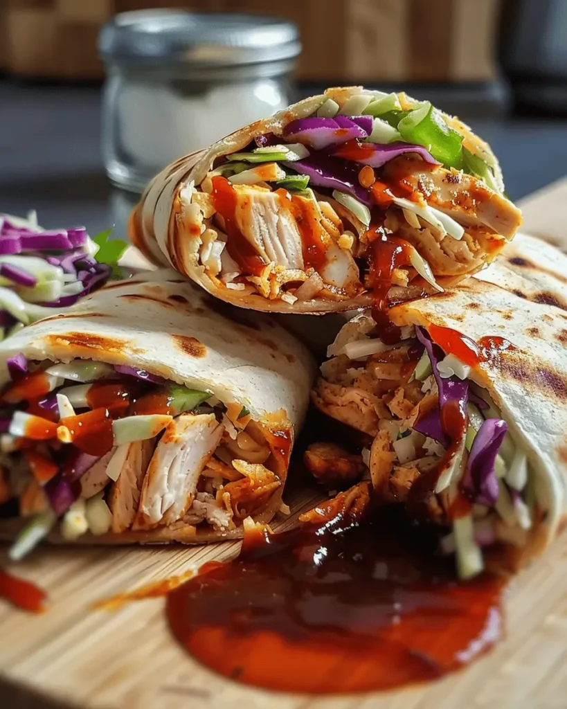 BBQ Chicken Coleslaw Wraps