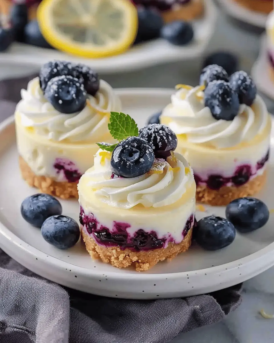 Juicy Mini Lemon Blueberry Cheesecakes