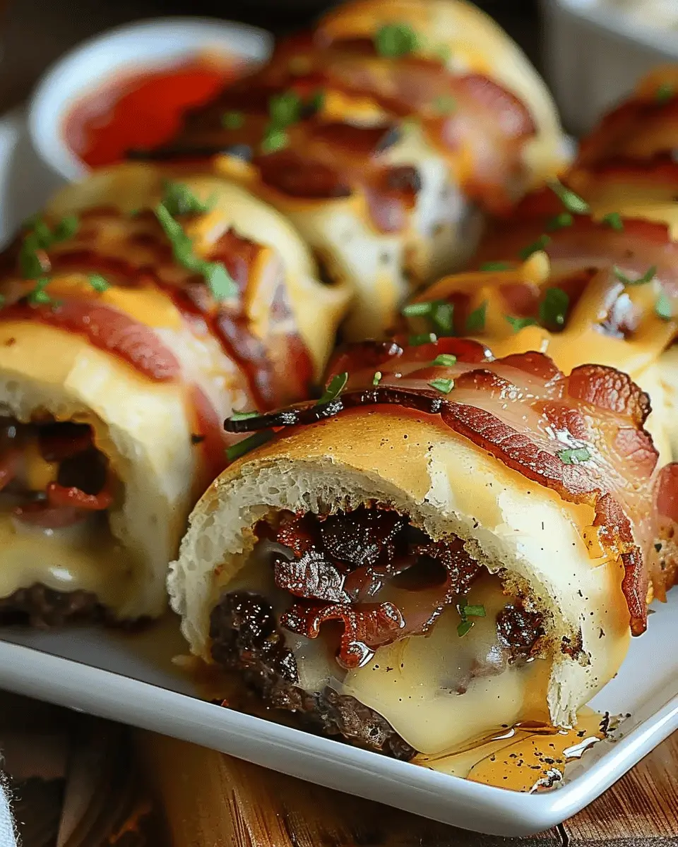 Garlic Butter Bacon Cheeseburger Rollups