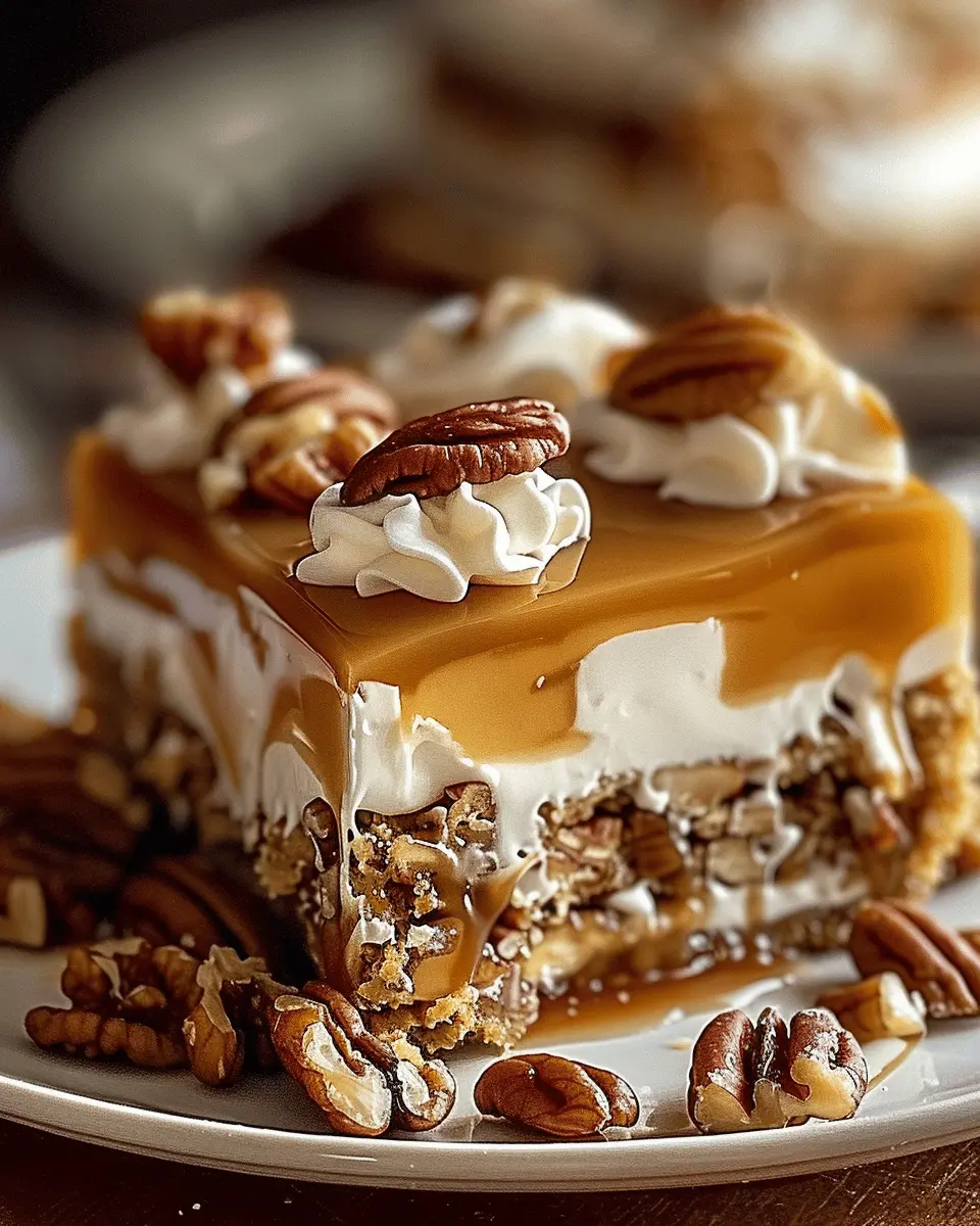 Caramel Pecan Cream Bars
