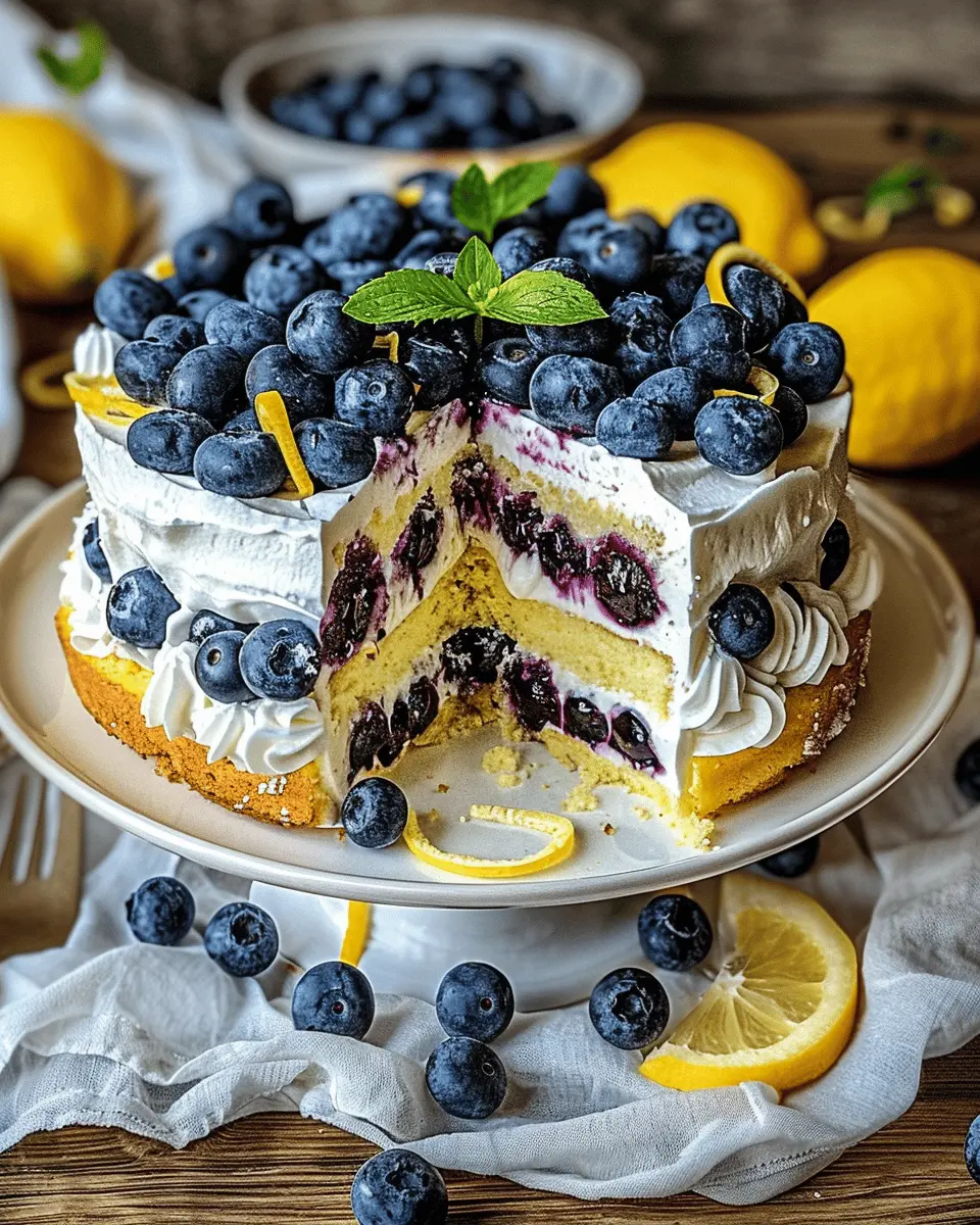 No-Bake Lemon dazzling Blueberry cream Cake