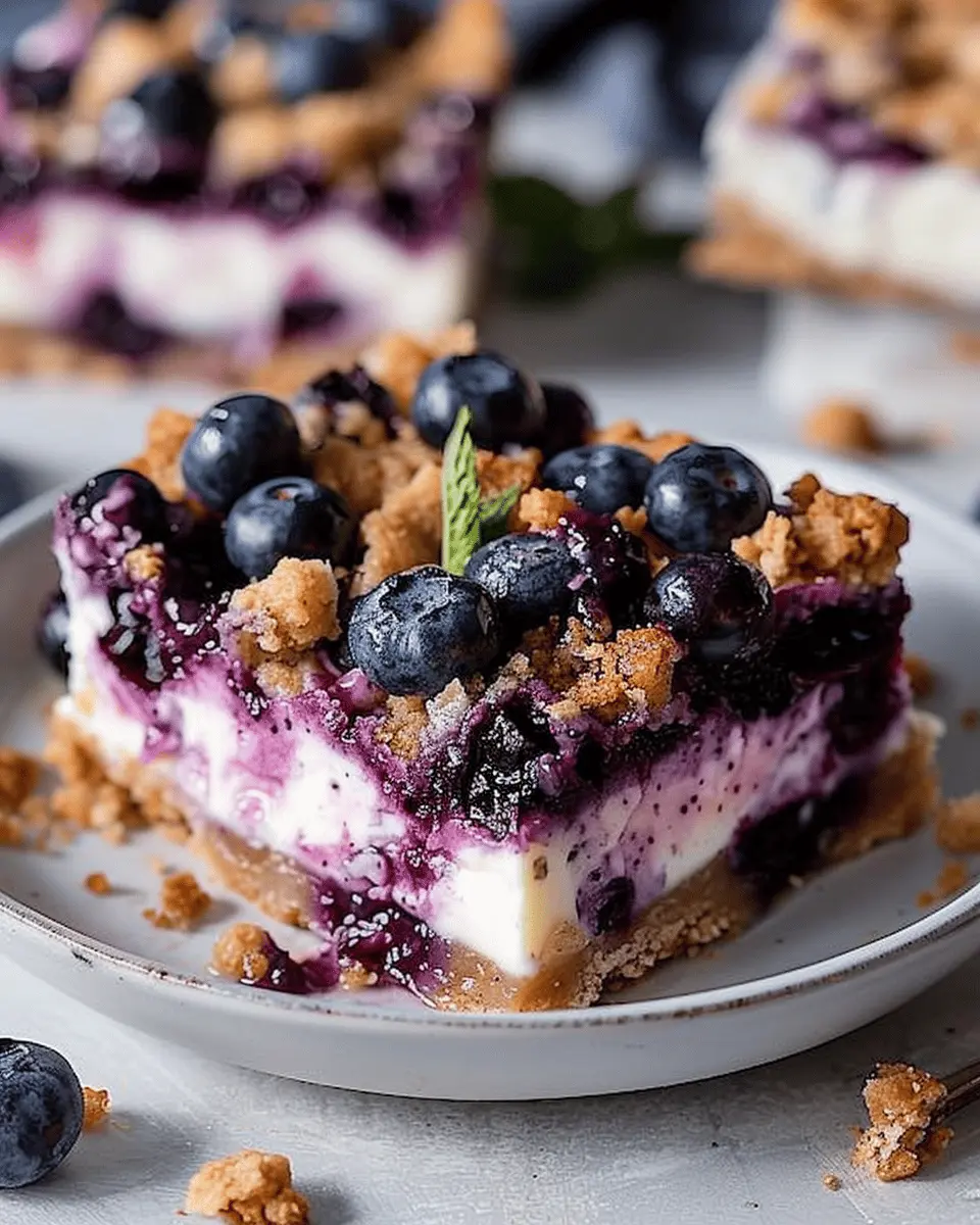 Blueberry Crisp Cheesecake Bars