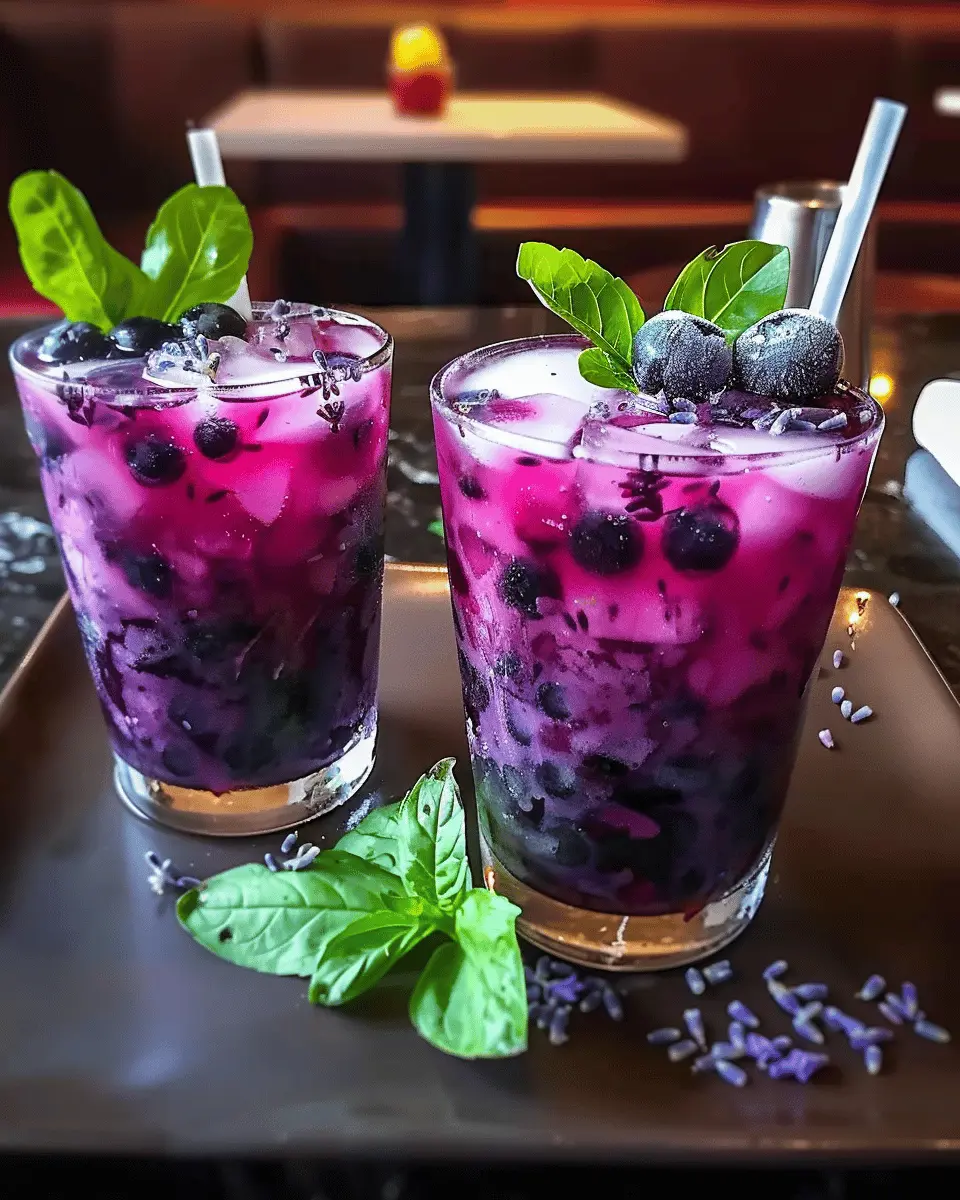 Blueberry Basil Lemon Lavender Mocktail