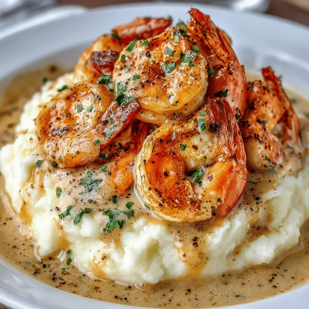 Creamy Garlic Shrimp Over Mashed Potatoes