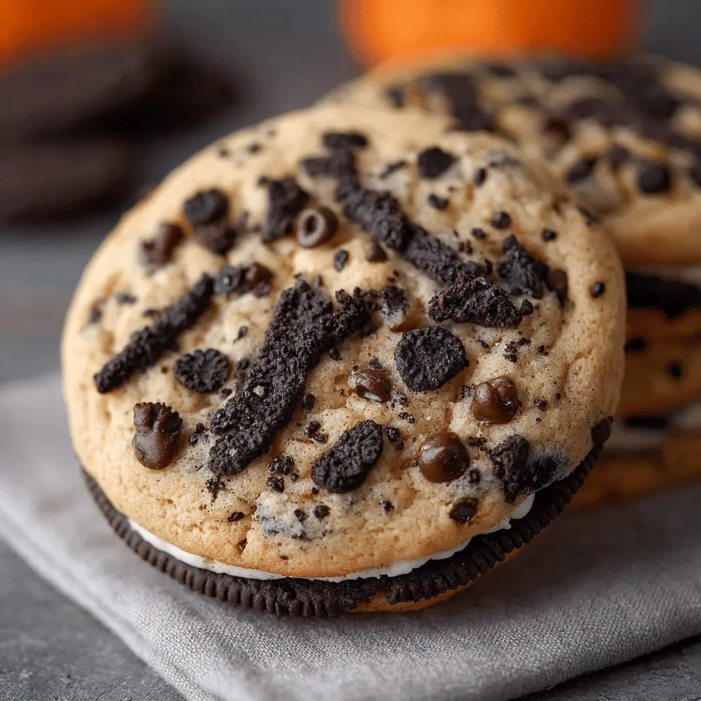 Halloween Oreo stuffed chocolate chip cookies