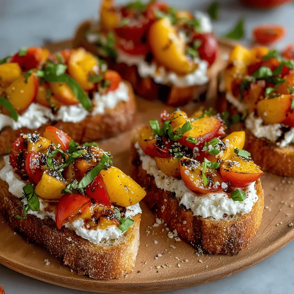 Peach Bruschetta with Whipped Ricotta