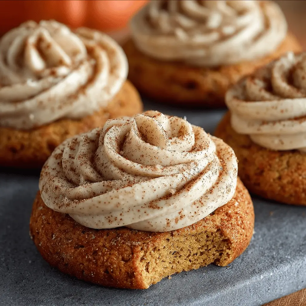 Soft Pumpkin Cookies with Cinnamon Frosting