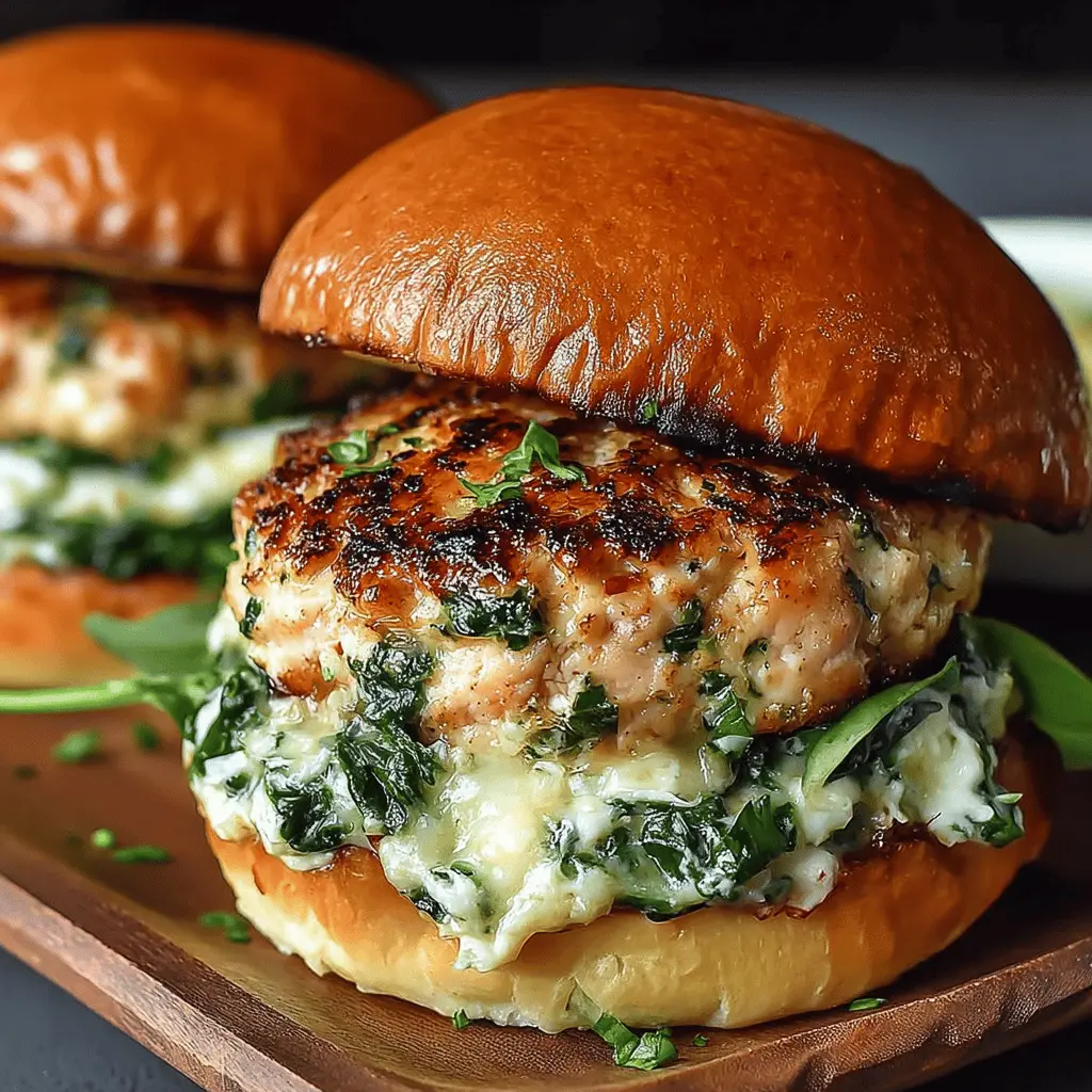 White Cheddar Spinach Chicken Burgers
