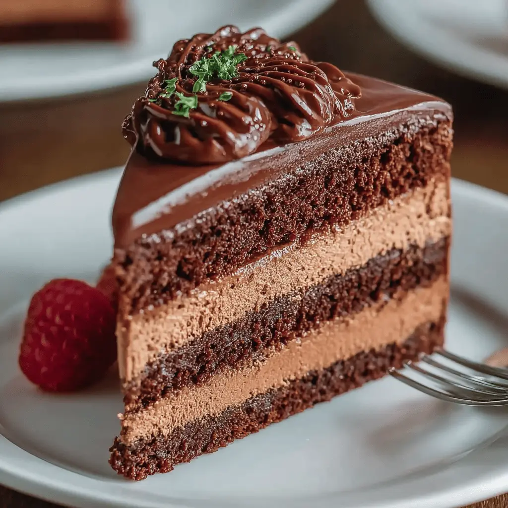Triple chocolate mousse cake