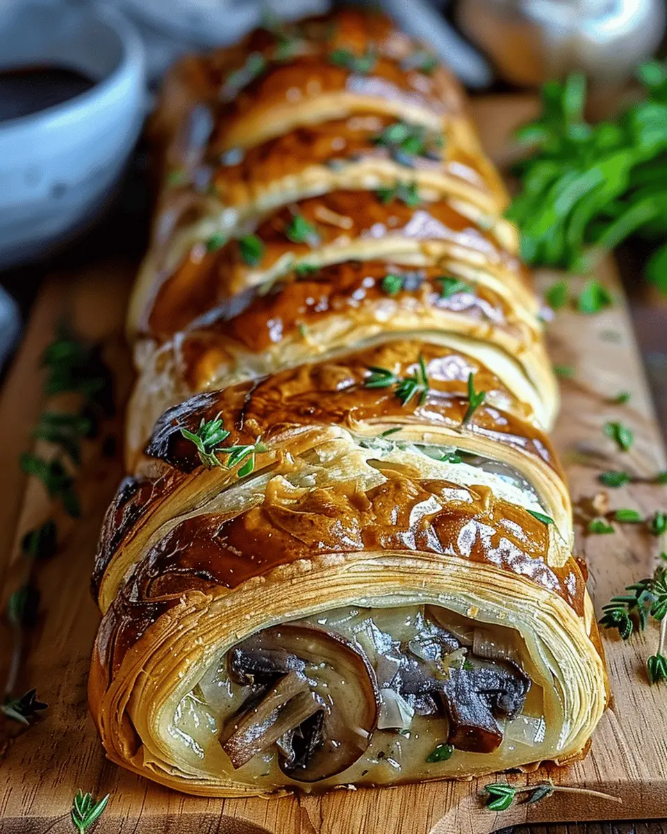 Savory Mushroom & Gruyère Puff Pastry Braid