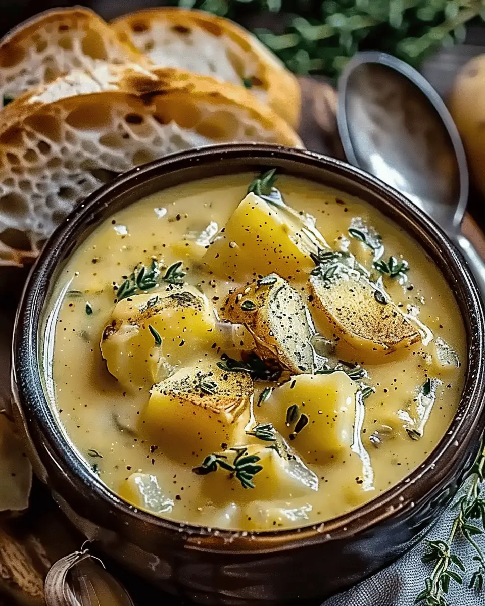 Hearty Cheddar Garlic Herb Potato Soup