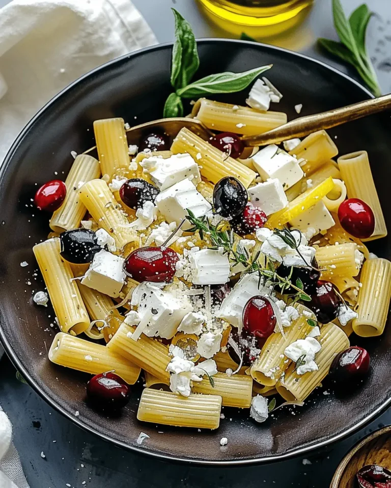 Feta & Cranberry Rigatoni Salad with Lemon Vinaigrette
