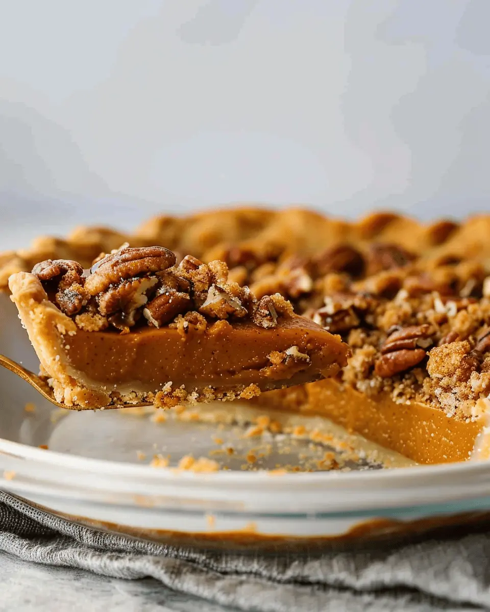 Bourbon Pumpkin Pie with a Salted Brown Butter Pecan Streusel
