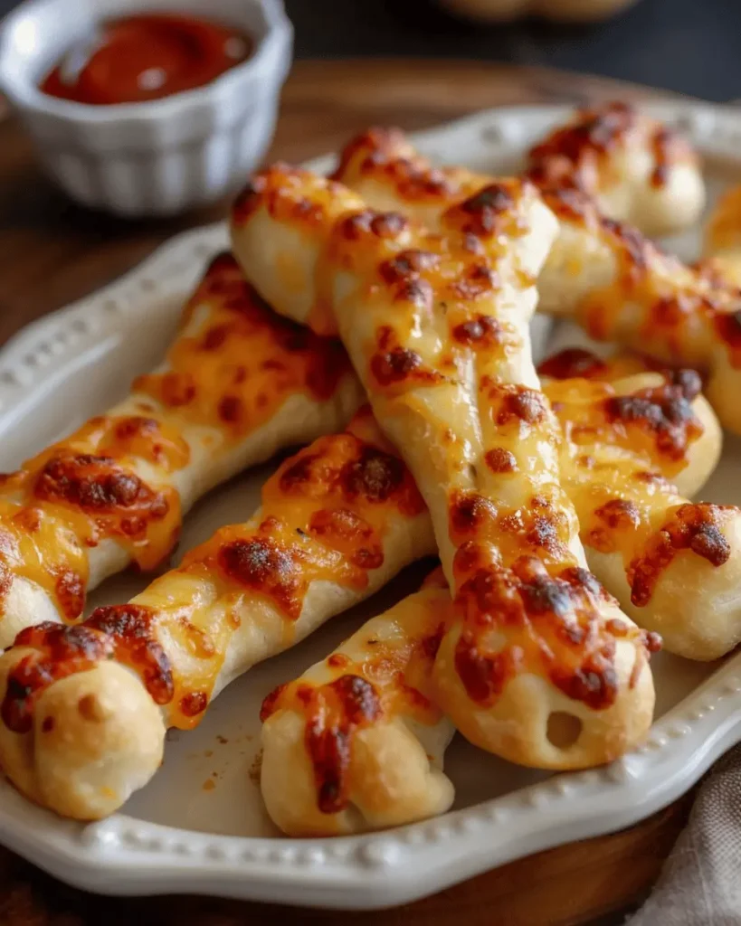 Cheesy Halloween Breadstick Bones