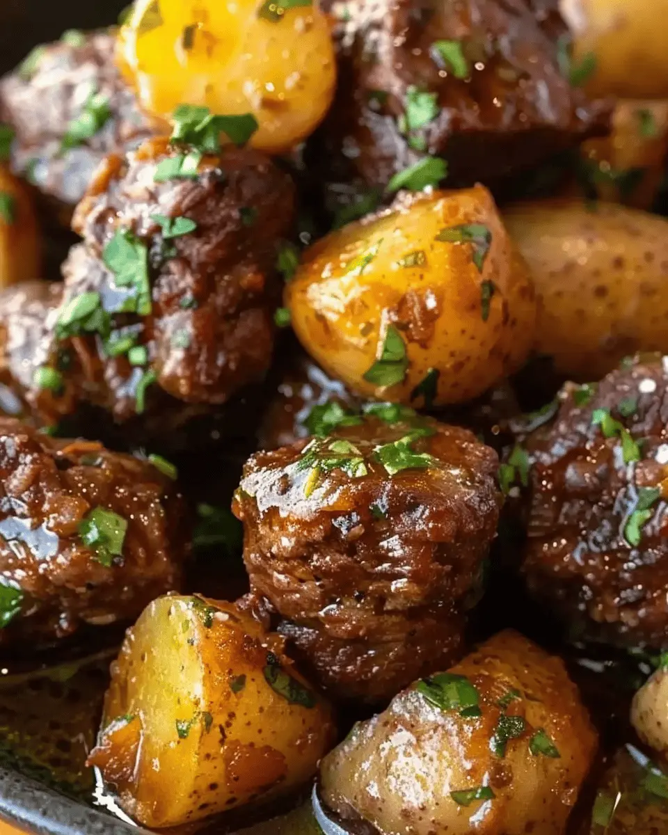 Garlic Butter Beef Bites with Potatoes