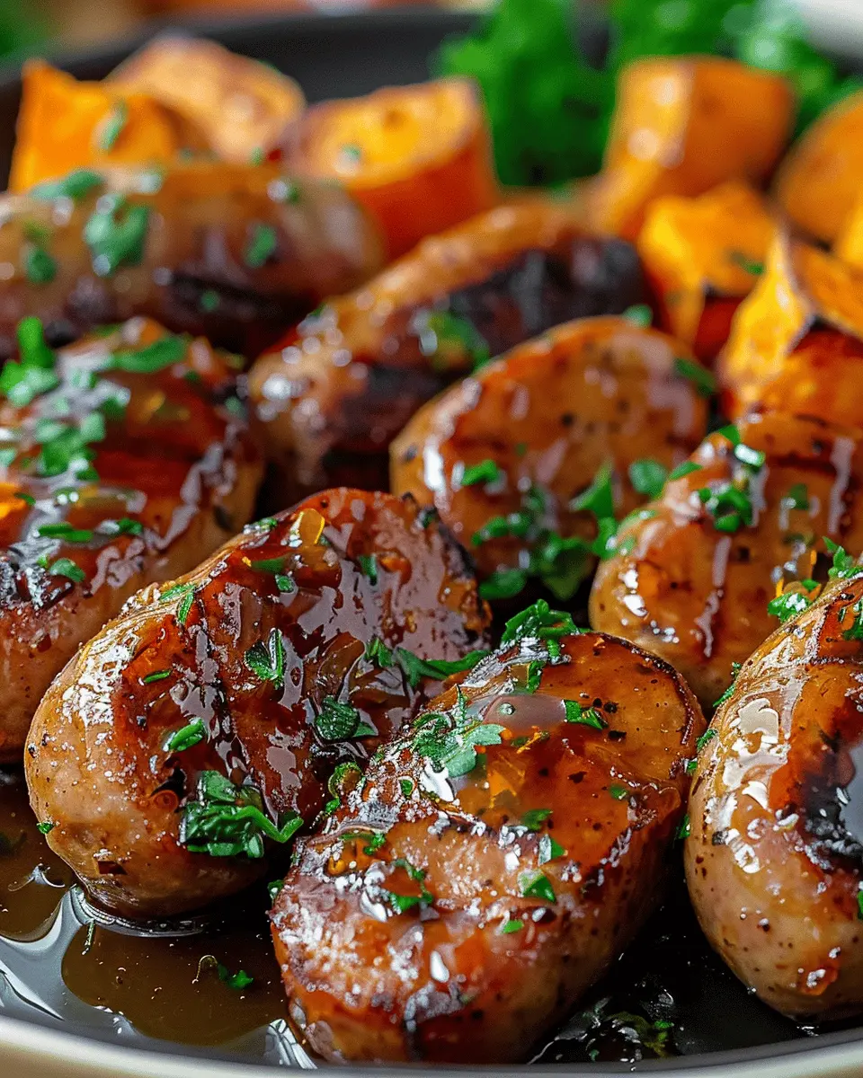 Sausage and Sweet Potatoes with Honey Garlic Sauce