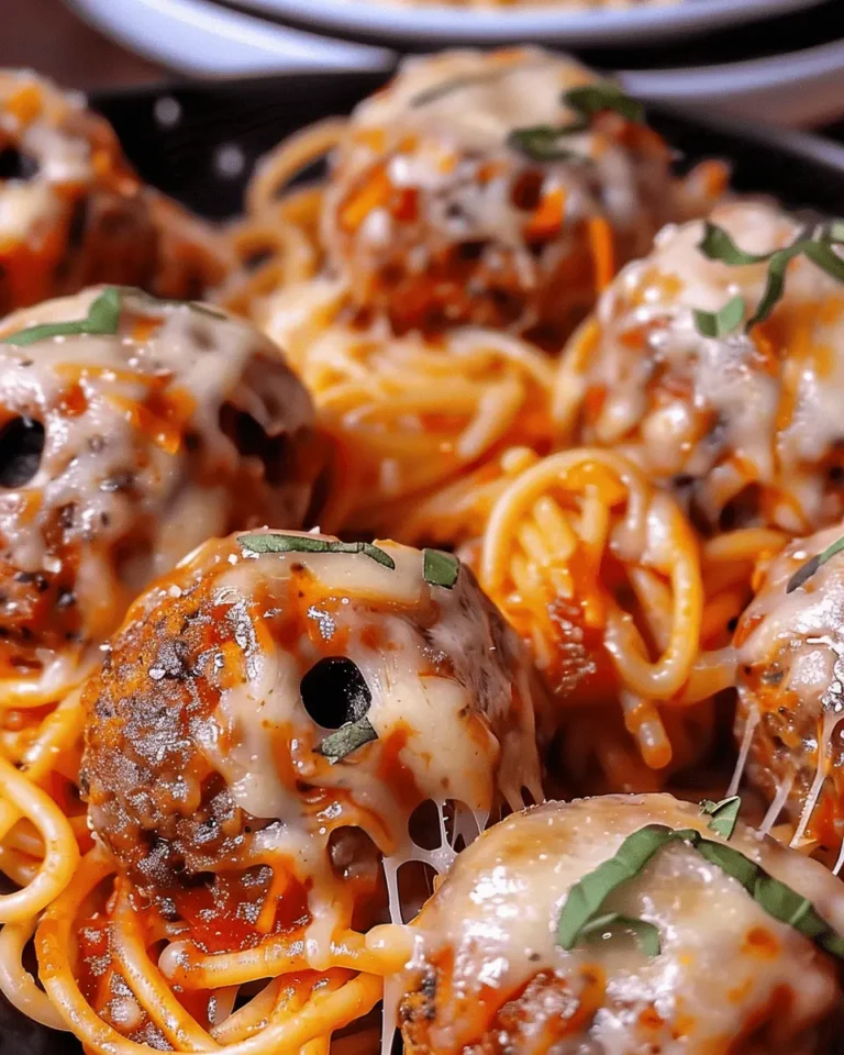Spooky Spaghetti and Cheese Stuffed Meatballs Halloween