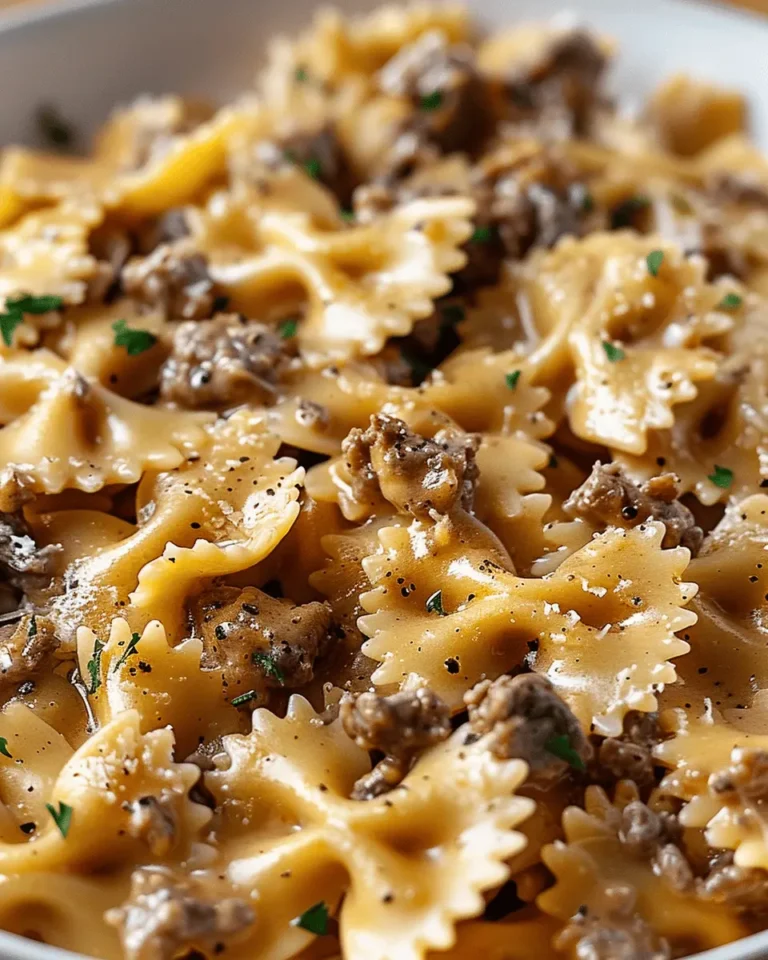Creamy Parmesan Garlic Beef Bowtie Pasta