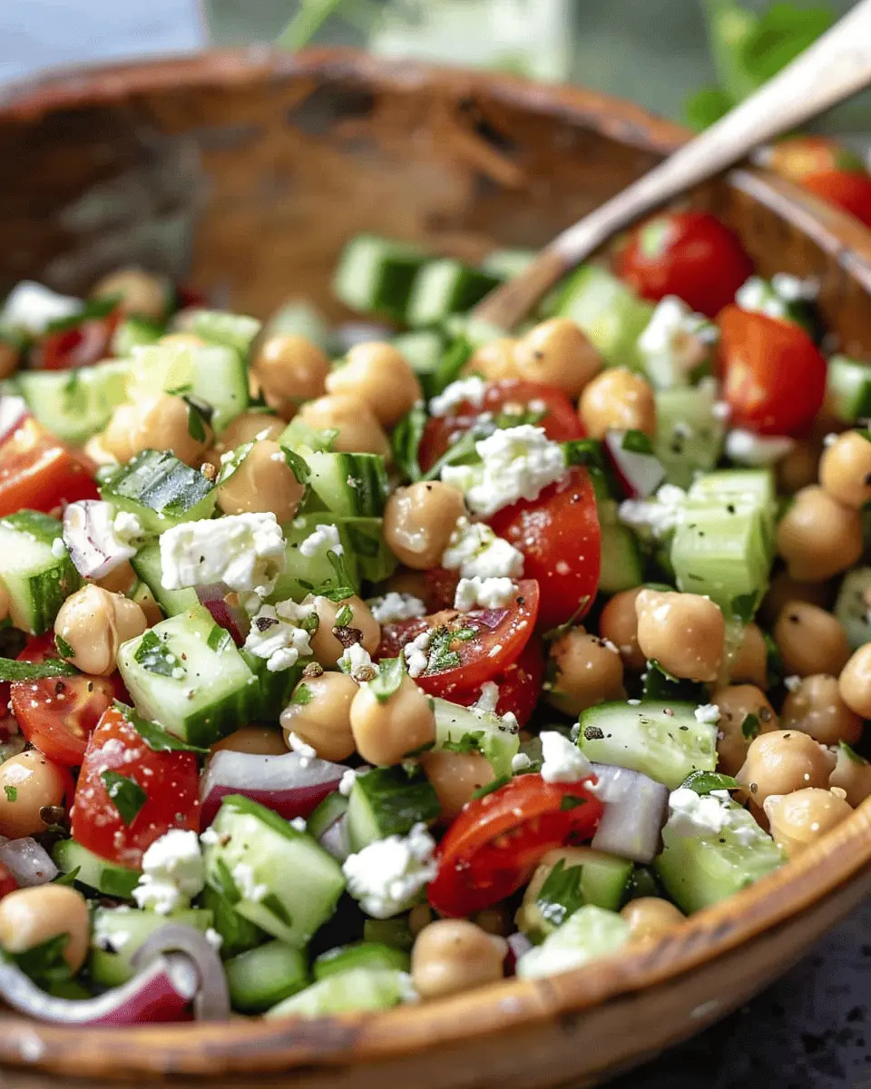Chickpea Cucumber Salad with Feta and Tomatoes