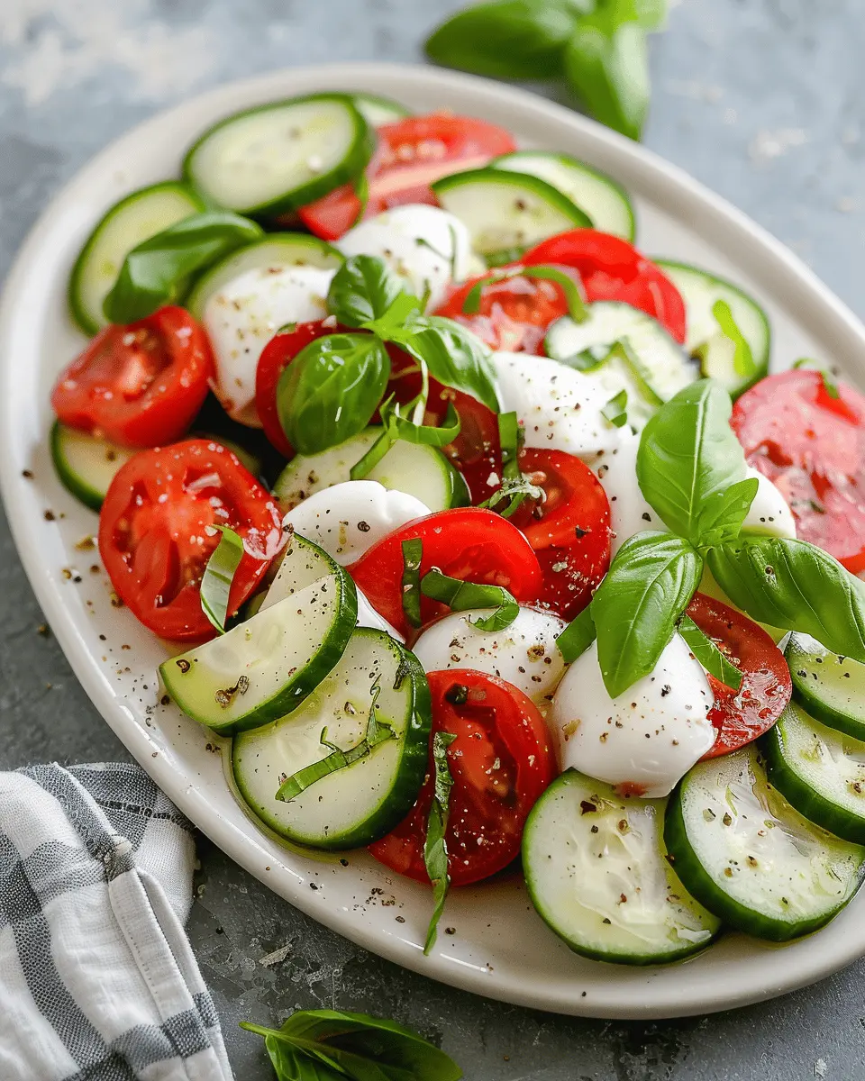 Fresh Cucumber Caprese Salad