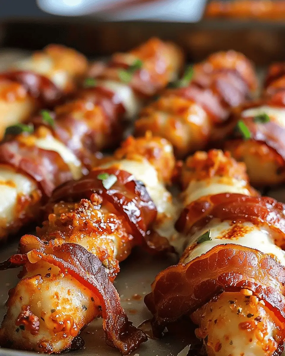 Nashville Hot Bacon Wrapped Mozzarella Sticks