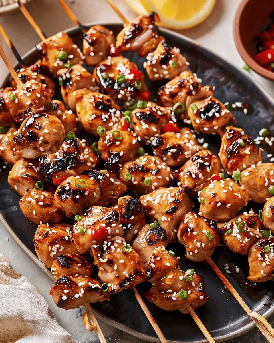 Teriyaki Sesame Grilled Chicken Skewers