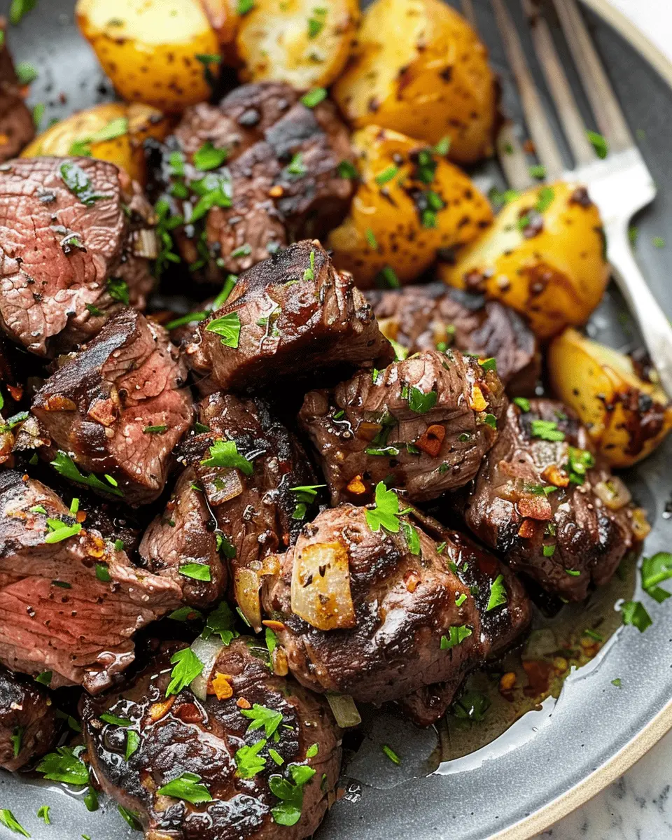 Garlic Butter Steak Bites and Potatoes