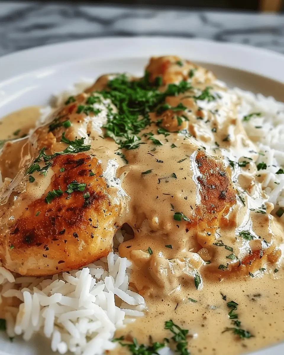 Creamy Smothered Chicken with Rice