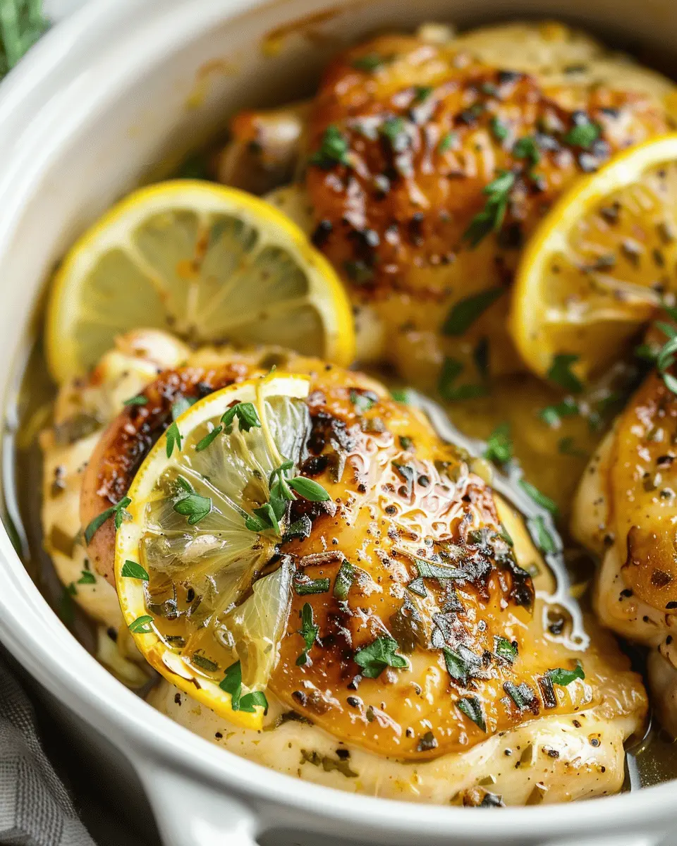 Slow Cooker Lemon Garlic Chicken