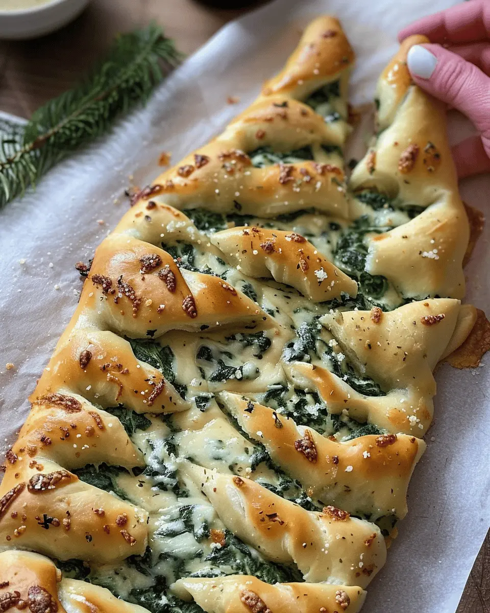 Christmas Tree Spinach Dip Breadsticks