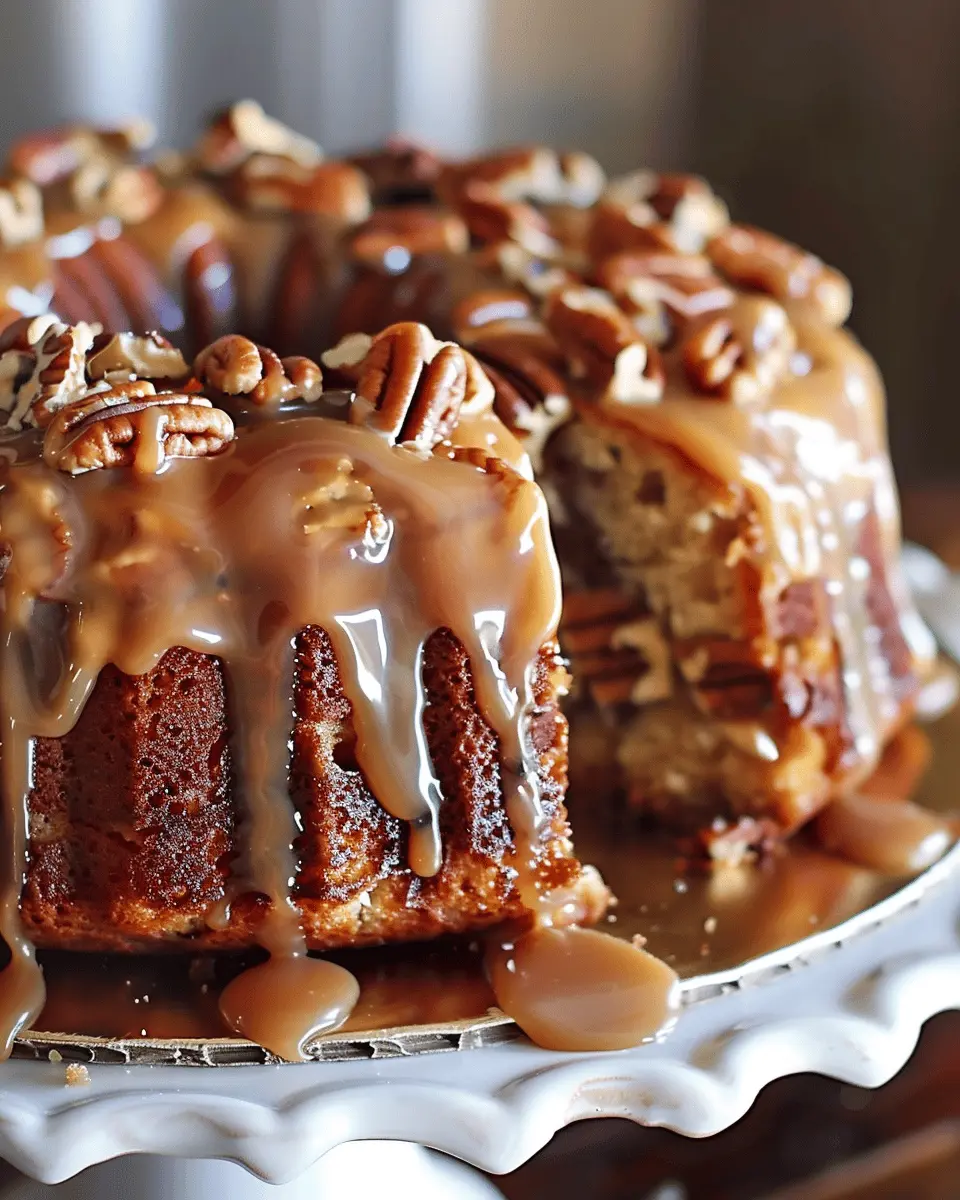 Apple Pecan Cake With Caramel Glaze