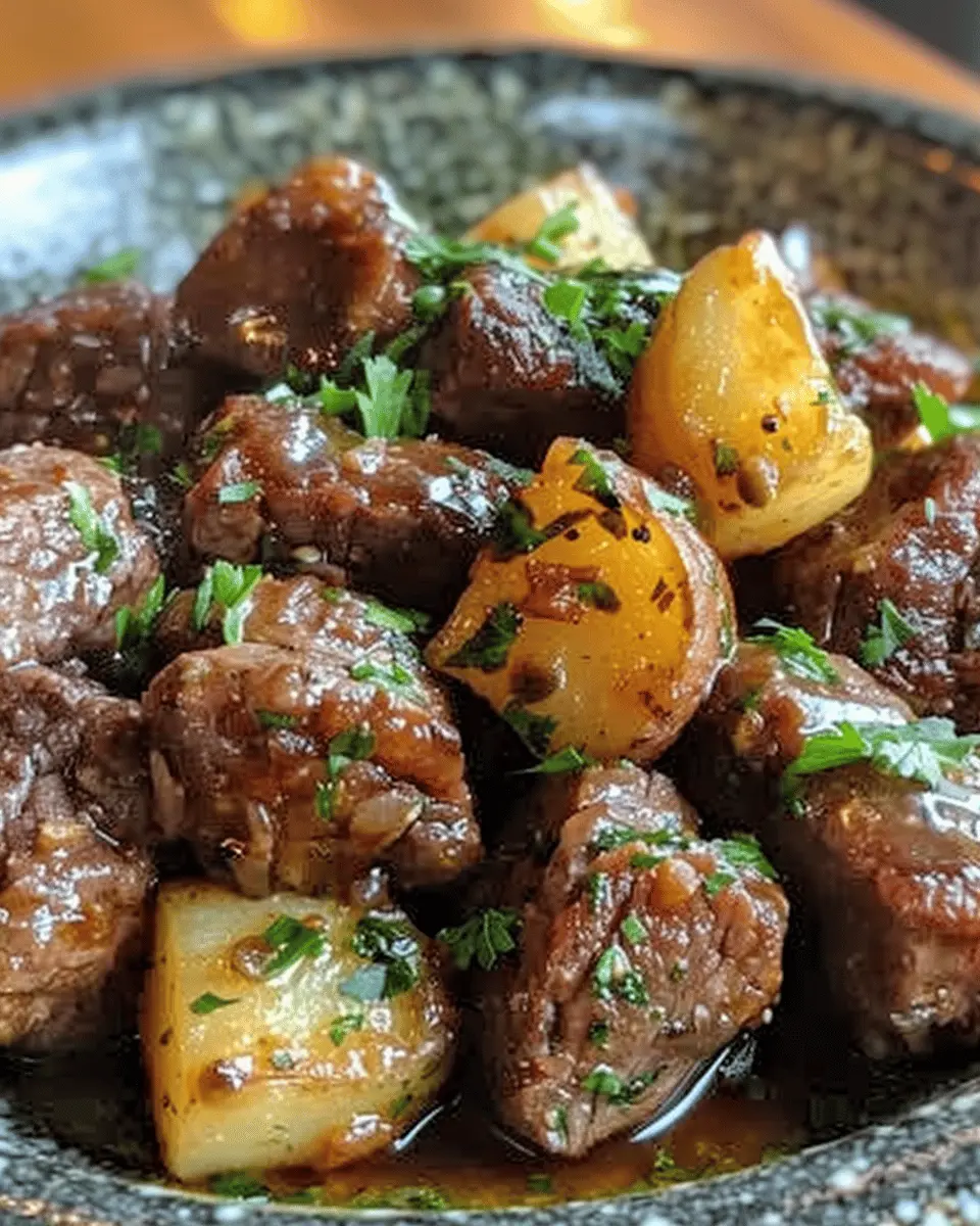 Garlic Butter Beef Bites & Potatoes