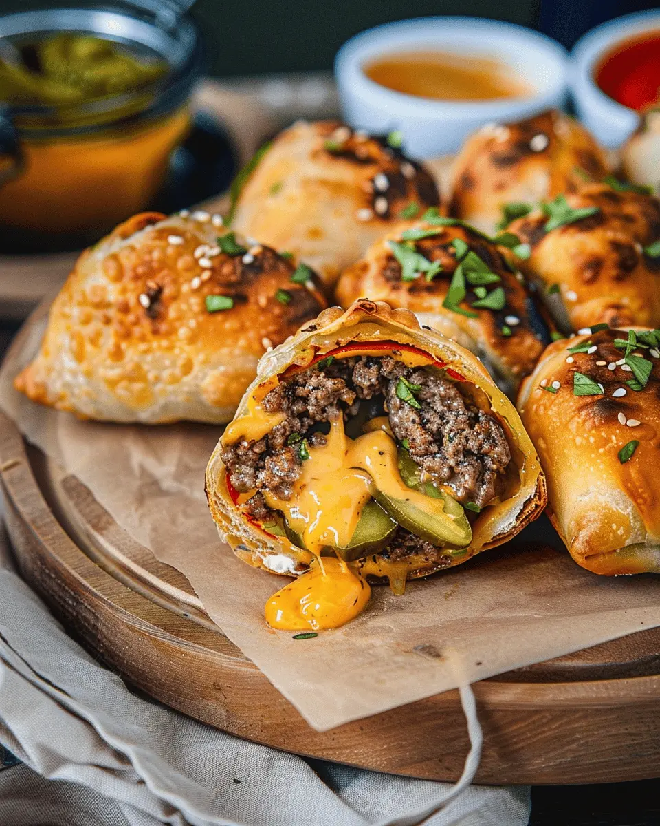 Cheeseburger and Grillo's Pickles® Eggroll