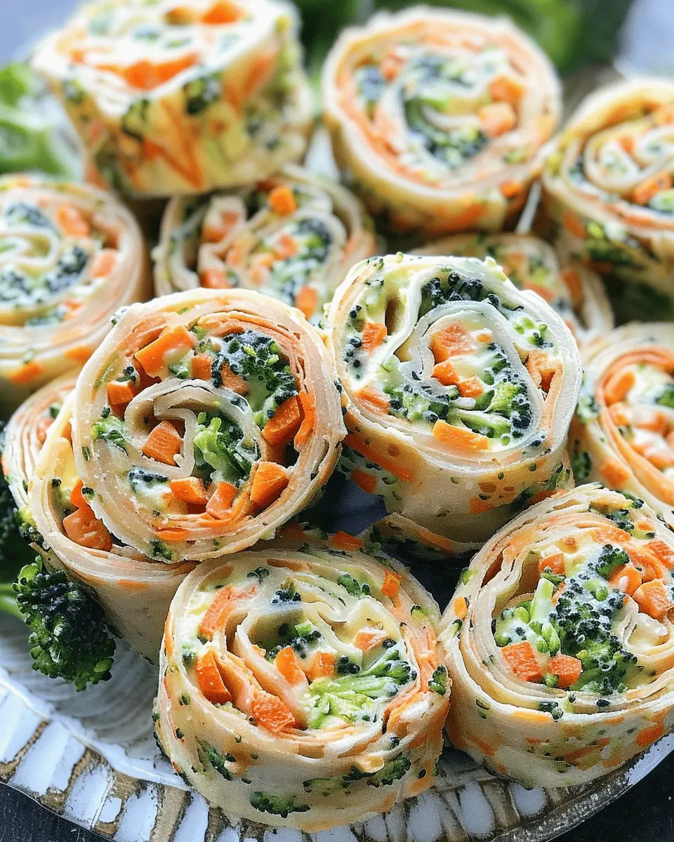 Vegan Veggie Pinwheels with Broccoli and Carrots