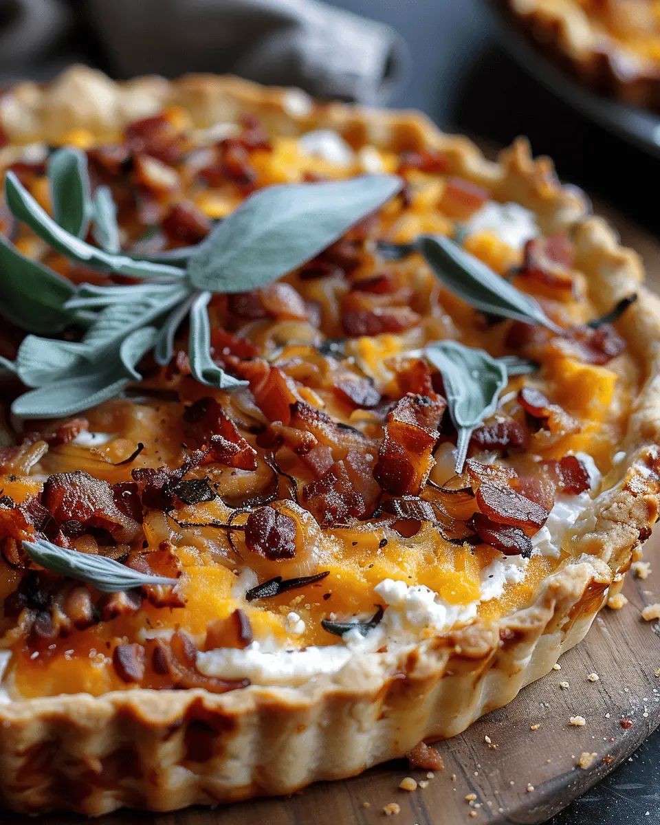 Pumpkin, Ricotta & Caramelized Onion Tart with Bacon and Sage